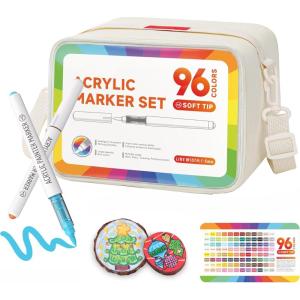 image:imageDdaowanx 240 Colors Acrylic Paint Markers Soft Brush Tip Marker Pens Set Acrylic Paint Pens for Fabric Wood Stone Canvas Glass Egg Rock Painting DIY Crafts and Art Supplies96 Colors