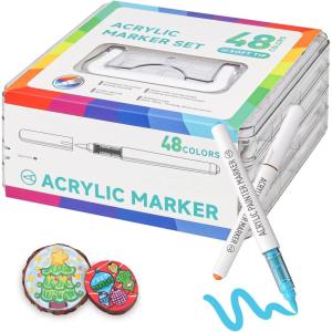image:imageDdaowanx 240 Colors Acrylic Paint Markers Soft Brush Tip Marker Pens Set Acrylic Paint Pens for Fabric Wood Stone Canvas Glass Egg Rock Painting DIY Crafts and Art Supplies48 Colors