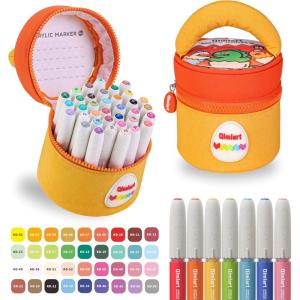 image:imageDdaowanx 60 Colors Acrylic Paint MarkersWaterBased NoBleed Paint Pens with Automatic Ink ControlSoft Brush Tip Pens for StoneWoodCanvasCeramicGlassRockStocking Stuffers36 Colors
