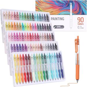 image:imageDdaowanx Acrylic Colored Pens 07mm Fine Point Acrylic Paint Retractable Pastel Gel Pens for Adult Coloring Books DrawingJournaling Art Supplies Gifts for Women 90 Colors90 Colors