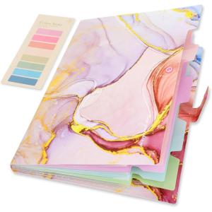 image:imageDdaowanx Expanding File Folder Letter A4 Size Accordion Plastic File Organizer 5 Pocket Folders for Documents Aesthetic Folder with Labels Paper Organizer for School Office Purple MarblePink Marble