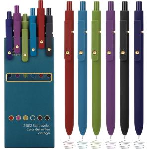 image:imageDdaowanx Gel Pens 05mm Fine Point Quick Dry Blue Ink Pens Retractable Cute Colorful Barrel Smooth Writing Pen Aesthetics Gifts for Women Men 6 PcsBlue Ink6PcsVintage Colors