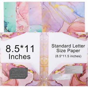 image:imageDdaowanx Plastic Folders with Pockets 4pcs Decorative Folder Marble Colors Heavy Duty Plastic Two Pocket File Folders Fits 3Ring Binders 44