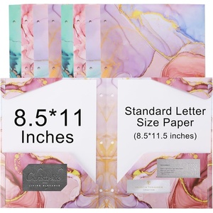 image:imageDdaowanx Plastic Folders with Pockets 4pcs Decorative Folder Marble Colors Heavy Duty Plastic Two Pocket File Folders Fits 3Ring Binders 48